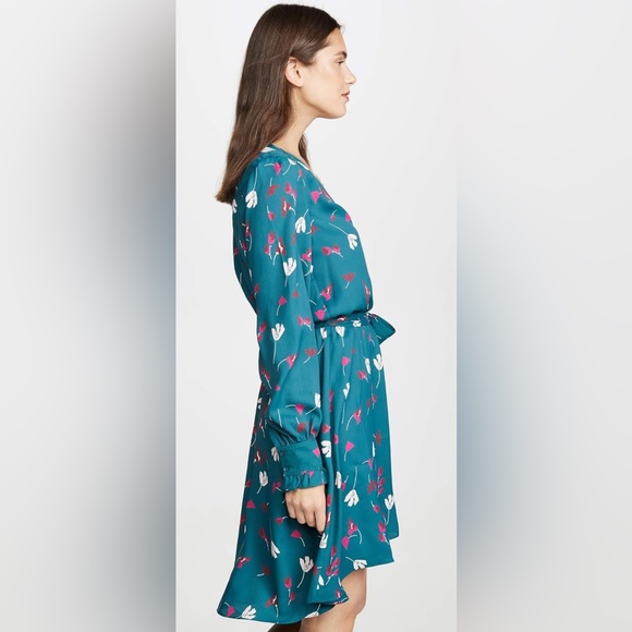 NWT Joie Long Sleeve Marlayne Faux Wrap Floral Print in Ocean Teal Blue - Picture 5 of 12